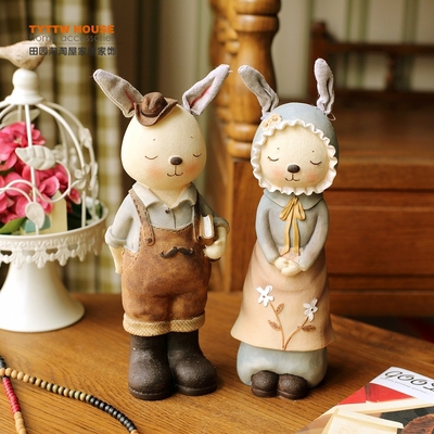Đôi vợ chồng nông dân thỏ - Tượng Bếp - Búp Bê Trang Trí
