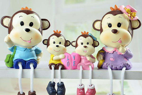 Set gia đình khỉ love - Tượng Bếp - Búp Bê Trang Trí