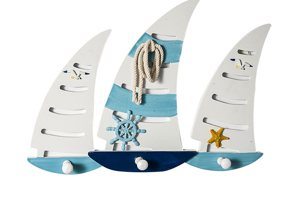 Set móc gỗ thuyền buồm - Decor Chủ Đề Biển - Trang Trí Chủ Đề Biển