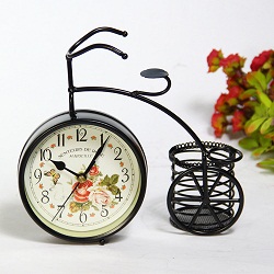 Đồng hồ để bàn giỏ hoa đen