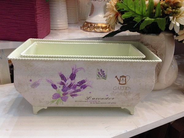 Set chậu thiếc hoa lavender - BÌNH, LỌ & GIỎ CẮM HOA
