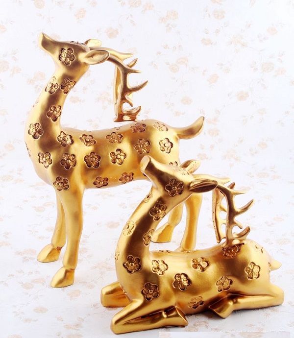 Cặp hươu vàng - Tượng Bếp - Búp Bê Trang Trí