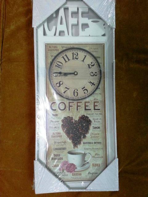 Đồng hồ cafe trắng- xanh