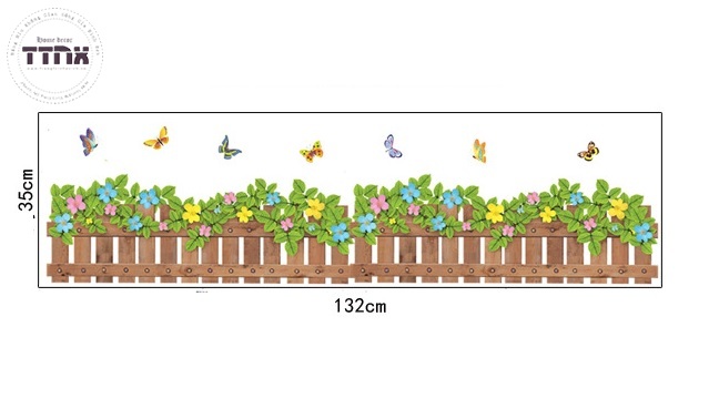 Decal chân tường hàng rào hoa