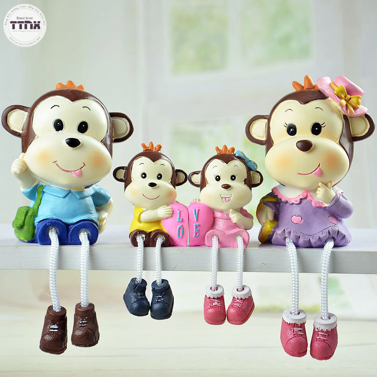 Set gia đình khỉ love - Tượng Bếp - Búp Bê Trang Trí
