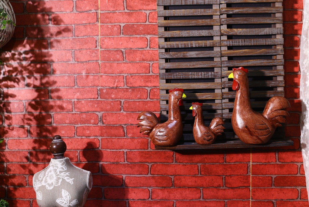 Gia đình gà gỗ - Tượng Bếp - Búp Bê Trang Trí
